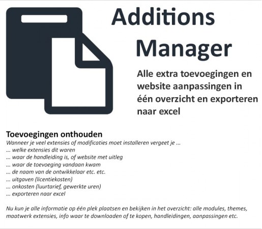 Additions Manager + onkosten export